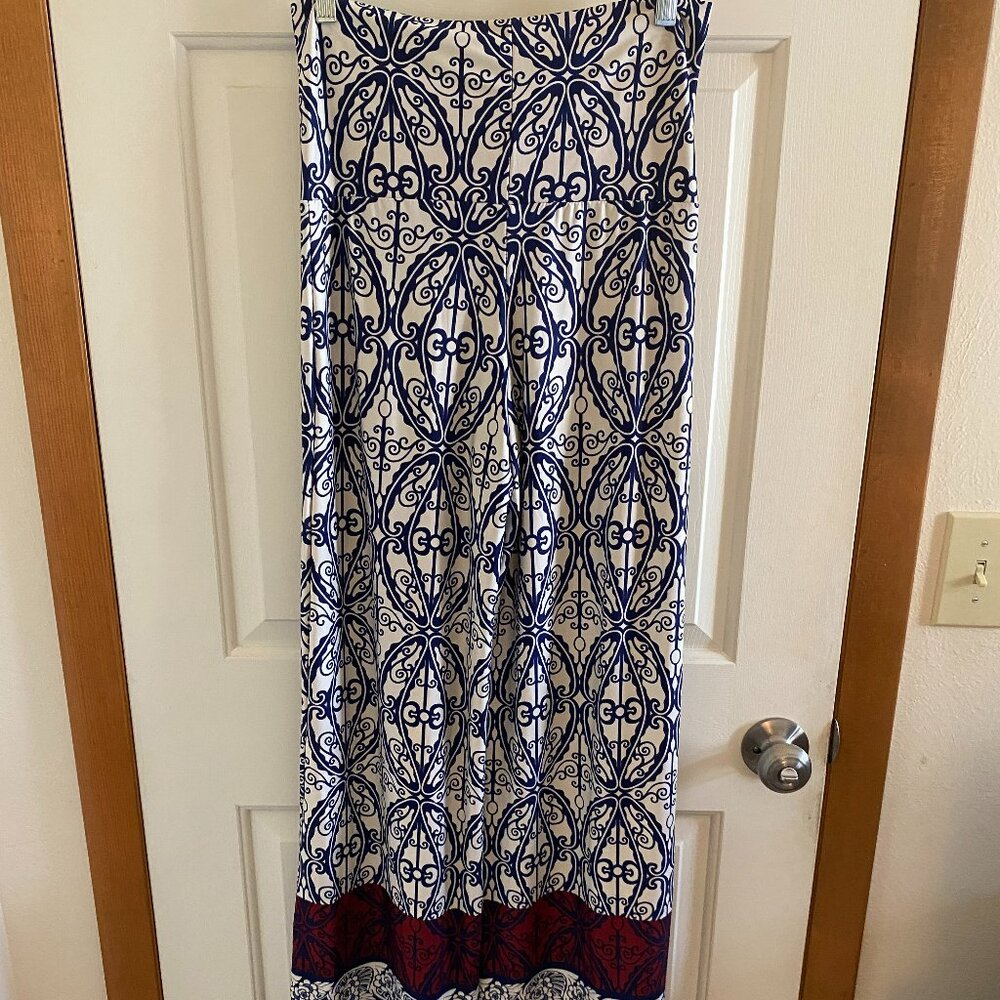 White Mark Patterned Polyester Spandex Wide-Leg Pants